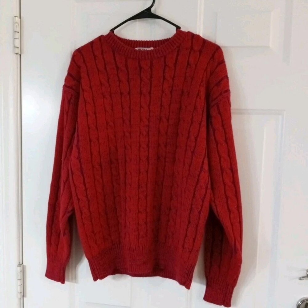 Vtg Iron Wood Trading Company Sweater Men's Medium Red Crew Neck Pullover